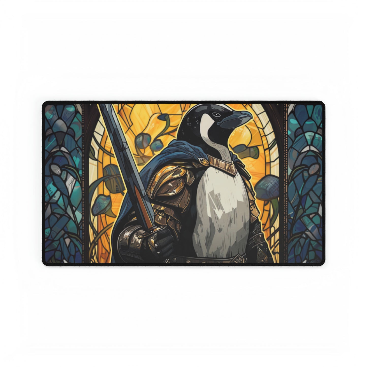 Penguin Knight Stained Glass Playmat Standard Size 14" x 24"