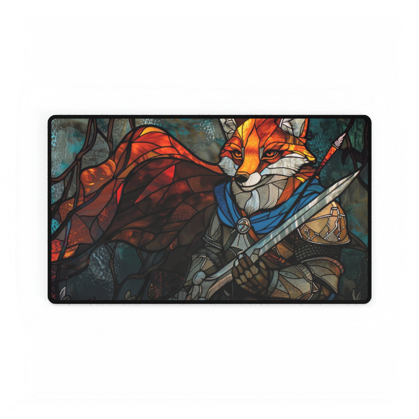 Fox Knight Stained Glass Playmat Standard Size 14" x 24"