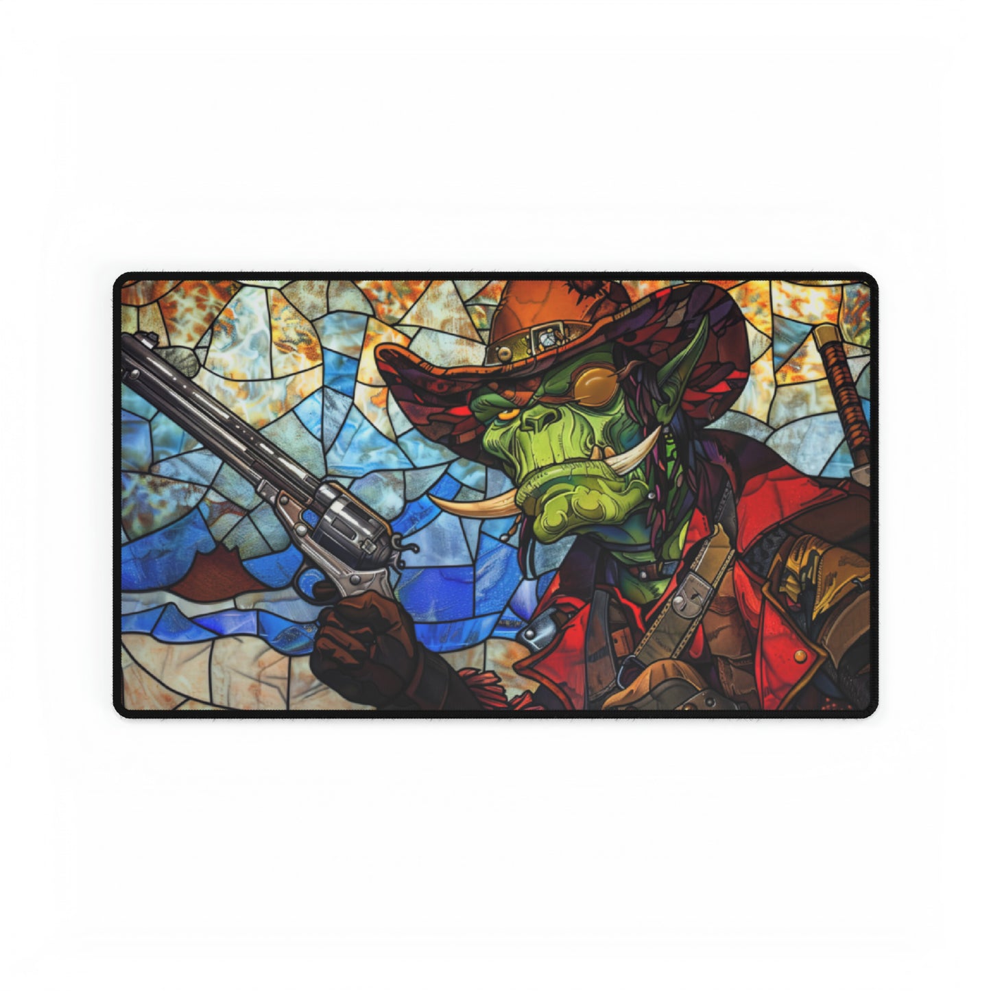 Orc Cowboy Stained Glass Playmat Standard Size 14" x 24"